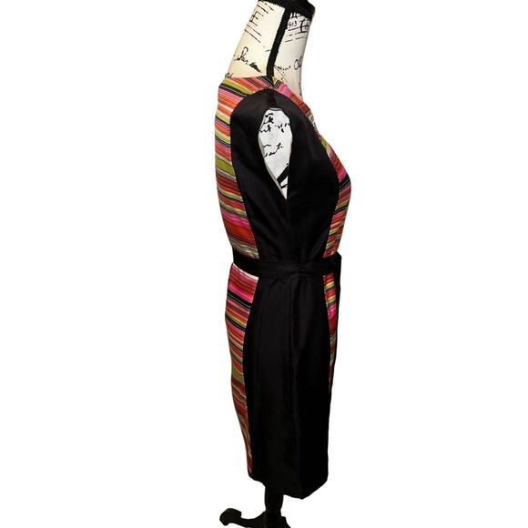 Banana Republic Women's Striped Poly Sleeveless Dress Sz 2 Pink Green Orange - Picture 9 of 9